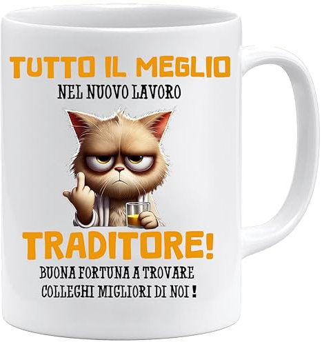 Jungle Mug Tazza d'Addio - Regalo per Collega Divertente Traditore | Pensione Uomo | Simpatica per Ufficio (Bianco)