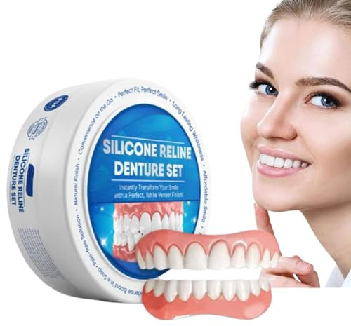 Holibao Silicone Reline Denture Set, Soft Denture Silicone Reline Kit, Snap in Teeth Teeth Comfort Fit (1 Set)
