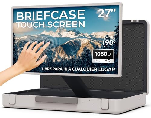 Portable Touch Screen Monitor with Briefcase, 27'' Screen, 1920*1080 FHD, 6H Battery, 90° Rotating Display - Portable Smart TV, Portable Monitor Touchscreen for Camping, Travel, Work, and Gaming