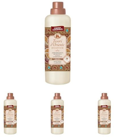 Tesori d'Oriente - Ammorbidente Lavatrice Concentrato Byzantium, dalla Fragranza Fiorita di Rosa Nera, Fino a 38 Lavaggi, con Preziose Microcapsule Per Capi Morbidi e Profumati, 760 ml