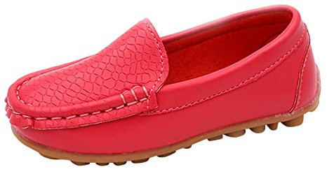 Generico Anfibi Donna Platform Toddler Little Kid Ragazzi Ragazze Morbidi Slip On Mocassini Abito Scarpe Basse Scarpe da Barca Scarpe Casual Anfibi Donna Platform (Red, 31)