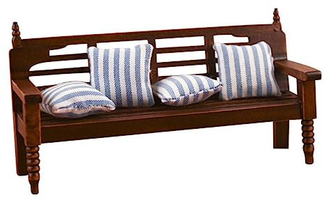 MOLUCKFU 1satz Mini Holzbank Mit Kissen Deko Für Scale Miniaturmöbel Für Kreative Miniaturgestaltung Und Kinderzimmer-Dekoration