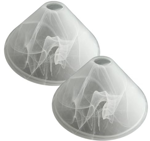 2 Stück Lampenschirme Lampenglas Leuchtenglas Leuchte alabasterfarbig Glaslampenschirm Lampenschirm Glas Ersatz Lampenschirm Hängelampe (2x Alabasterfarbig 29cm)