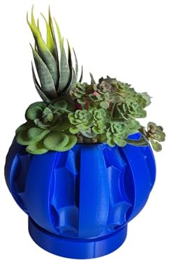 3DByEma - Modern 3D Printed Succulent Planter, Stylish Flux Design Plant Pot with Drainage, Indoor Garden Container - Home Office Desk Decor Gift