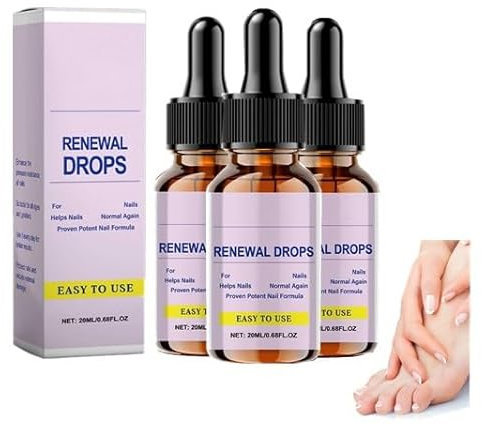 Renewal Drops For Nails, Helps Nails Normal Again, Proven Potent Nail Formula, Nail Repair Fluid Strengthens Nail Bed Repair, Nail Treatment, Extra Strength Toenail & Fingernail Repair (3)