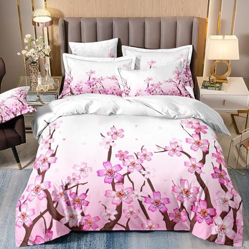 Housse de Couette 240 x 260 Blanc Rose Brun Parure de Lit 240 x 260 Microfibre Durable,House de Couette 260 240 Fermeture Glissière Housse Couette+2 Taie Oreiller 50x75cm