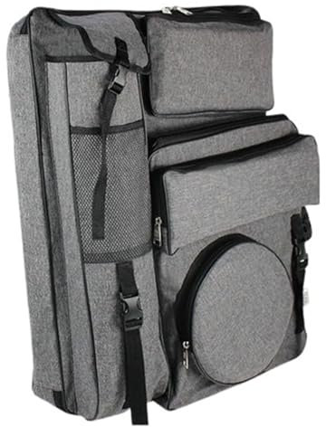WAJJWI Kunstmappe Tasche Faltbare Kunsttasche for Zeichenbrett, Malerei, Kunst-Portfolio-Hülle, wasserdichter Künstler-Zeichentasche-Rucksack(Gray)