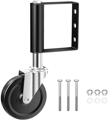 Kadryxon Torlaufrolle gefedert, 100 mm, mit Bremse, 360°, 100 kg, schwarz | Federbelastete Torrollen mit Bremse für Holztore, Zäune und Gartentor – robust, langlebig & ideal für den Außenbereich.