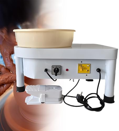 SHEUAO Tornio per Ceramica,350W Tornio Ceramica,Forno per Ceramica,Macchina Elettrica per Ceramica,velocità 0-300 Giri/Min,Rumorosità Inferiore A 65 Db,White