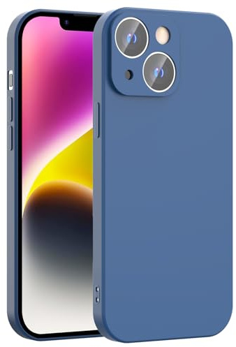 Honara Silicone Case for iPhone 14, Full Camera Protection, Slim Liquid Silicone Phone Bumper Cover, Soft Touch, Antiskid, DustProof, Shockproof, Drop-Resistant, Anti-Scratch Cases (Dark Blue)