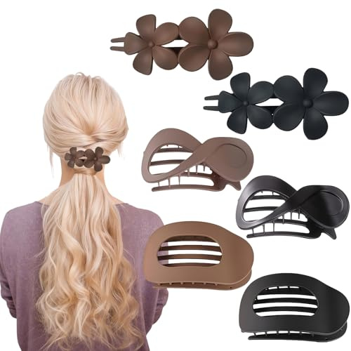 6 Stück Flache Haarklammern, Haarklammer Flach Entenschnabel, Französisches Haarspangen Groß für Dünnes & Dickes Haar, Flat Hair Clip für Mädchen Frauen Damen