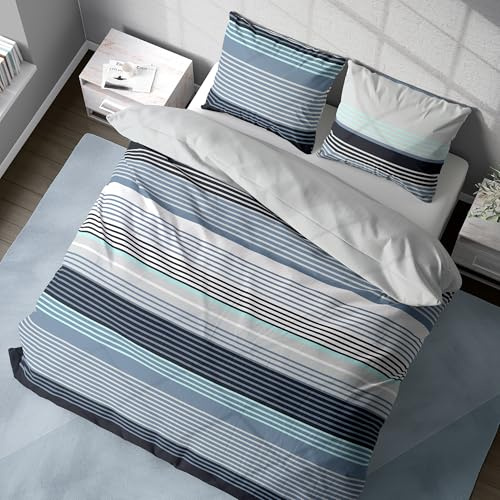 DILIOS Bettwäsche 200x200 Baumwolle, 3-teilig mit Reißverschluss, Premium | 1 Bettbezug 200x200 + 2 Kissenbezüge 80x80, Baumwolle, Renforcé, OEKO-TEX, atmungsaktiv