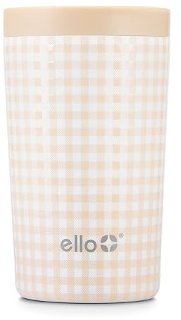 Ello Jones 11oz Insulated Stainless Steel Leakproof Travel Mug, Beige | Leakproof Coffee Cup Keeps Drinks Hot For 3 Hours. BPA-Free, Single-Serve Size, Great For Hot Drinks, Tea, And The Office.