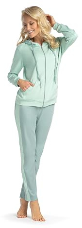 Consult-Tex Damen Freizeitanzug Hausanzug, Jogginganzug Pyjama Baumwolle-PE Reißverschluß für Winter wie Sommer. Artikel DW100lind Gr: 36/38