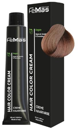 FemMas Haarfarbe Mittelblond Amber Schokolade 7.89 I Creme Haarfarbe mit Arganöl, Keratin & Ceramiden I Als dauerhafte Haarfärbung oder Tönung für strahlende, haltbare Farbergebnisse I 100 ml
