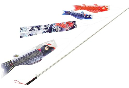 DOITOOL Japanischer Fisch Windsack 1 Satz aus Satin und Stoff zum Aufhängen