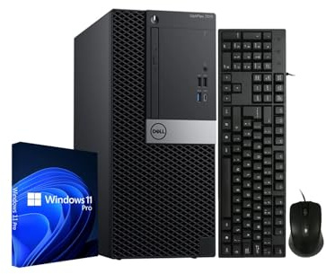 Dell Optiplex 7070 Mini-Tour Ordinateur de Bureau, Intel Core i5-9500, 8 Go de RAM, SSD 256 Go, Wi-FI, Bluetooth, Clavier QWERTY US, Windows 11 Pro (Reconditionné)