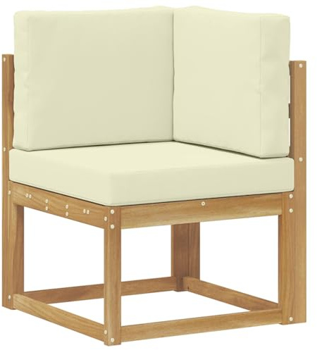 vidaXL Outdoor Ecksofa Massivholz Akazie Weiß, Moderne, wetterfeste Gartenmöbel, vielseitige Entspannung, Akazienholz, gemütliches Draußenleben