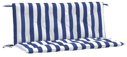 XHNIFBN 2er Set Gartenbank-Auflagen 120x50x7cm Blau-Weiß Gestreift Sitzkissen und Rückenkissen aus Polyester für Gartenbank Terrassenmöbel und Indoor Sitzbänke