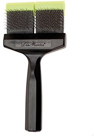 Les Pooch Green Medium Double Brush - Hochwertige Hundebürste für mittellanges Fell, effektive Entwirrung, professionelle Qualität, doppelseitiges Design