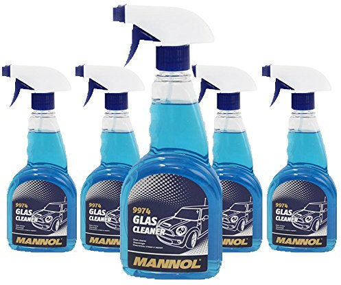 MANNOL 5 x 500ml 9974 Glas Cleaner/Glas- Fenster- Spiegel- Reiniger Pflege