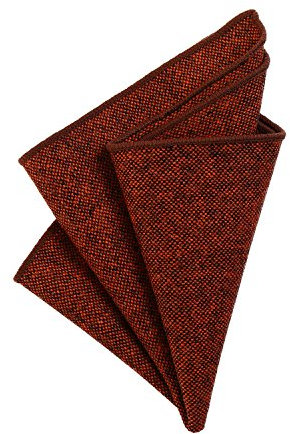 DonDon Fazzoletto da taschino uomo 23 x 23 cm in cotone auto piegante stile tweed monocromatico arancione
