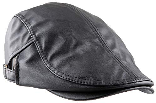 moonsix Newsboys Mützen für Herren, Baskenmütze aus PU-Leder, Gatsby, Flache Hüte, Efeu-Kappe - Schwarz - Einheitsgröße