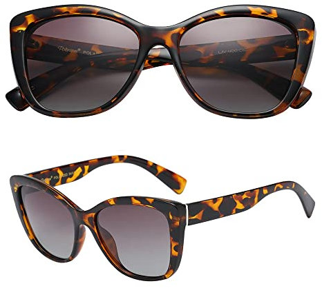 PolarSpex Polarized Cat Eye Sunglasses for Women – Oversized UV400 Celebrity Fashion Sun Glasses for Beach or Driving, Brown Tortoise | Polarized Gradient Brown, One size
