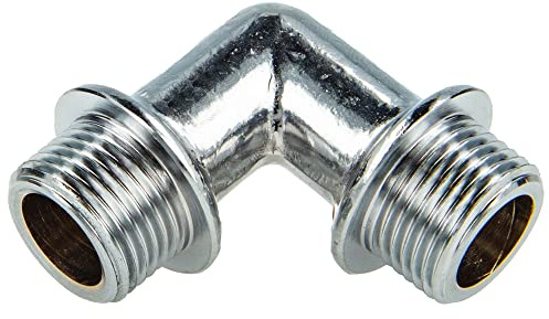 tecuro Winkel 90° beidseitig Außengewinde G 3/8 Zoll (DN 10), Messing glanzverchomt