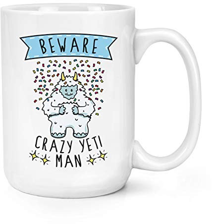 Beware Crazy Yeti Man 15oz Large Mug Cup
