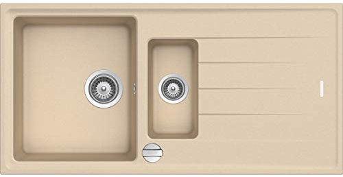 Victory S1000 Granitspüle 100x50cm Küchenspüle Einbau Spülbecken ab 60er Schrank inkl. Drehexcenter Made in Germany (creme)