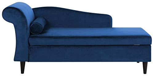 Beliani Moderne Chaiselongue mit angenehmer Polsterung aus Samtstoff in Marineblau Luiro