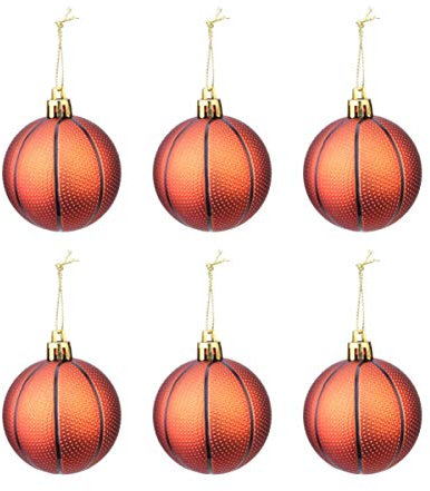 TOYANDONA 6pcs Hanging Christmas Tree Decoration Ornament Christmas Basketball Ornaments Christmas Ball for Sports Theme Christmas Holiday Party Decorations 6cm