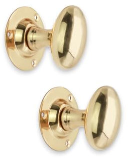 Infinity Decor Victorian Period Oval Pair Mortice Door Knob Handle Set Brass/Nickel/Antique (Brass)