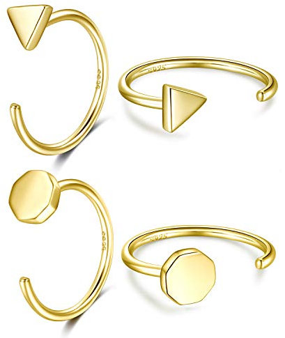 CHIC & ARTSY Huggie Hoop Ohrringe 18K Vergoldet 925 Sterling Silber Dreieck Punkt Offene Hoop Ohrringe für Frauen Kleine Hug Hoops Huggy Hoop Ohrringe Set 2 Paare