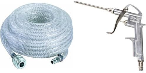 Original Einhell Gewebeschlauch 15 m (Kompressoren-Zubehör, 15 m Länge, Innendurchmesser 6 mm, R 1/4'' Innengewinde, aus PVC-Gewebe, max. Arbeitsdruck 15 bar) & Original Einhell Ausblaspistole