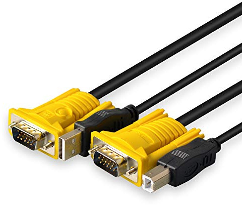 eKL 1 pcs 6ft/1.8m VGA + USB KVM Cable USB 2.0 Type A to USB Type B