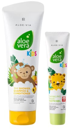 LR Aloe Vera KIDS Dschungelfreunde-Set (3in1 Duschgel, Shampoo & Spülung + Magisch Glitzerndes Zahngel) (DschungelFreunde-Set (Zahngel + 3in1 Shampoo))