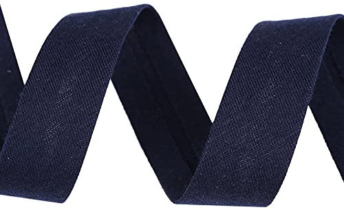 3m elastisches Baumwoll-Schrägband 20mm vorgefalzt Einfassband Kantenband, Größe:20 mm, Farbe:dunkelblau