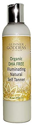 Glimmer Goddess Organic DHA FREE Self Tanner - (Dark) Sunless Tanning Lotion 8 oz