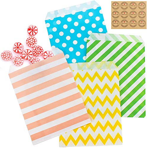 Geschenktüten Papier 100 Bunte Papiertüten Candy bar Tüten Paper Bags Partytüten Papiertütchen Kleine Candybar Papiersackerl Süßigkeiten Papiertüte Für Kindergeburtstag Hochzeit Weihnachten Ostern
