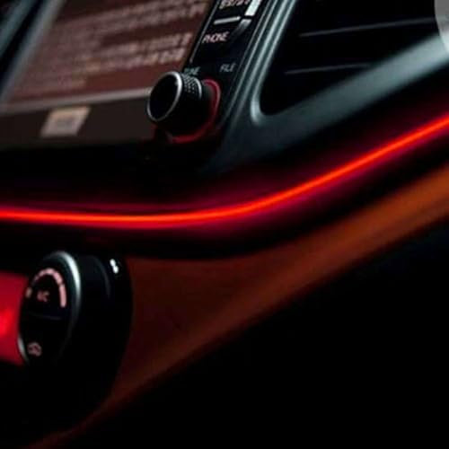 Recambo 5M EL Wire LED Ambiente Beleuchtung, 12V Flexible Neon Lichtleiste, Innenraumbeleuchtung für Auto, Inverter Inklusive, Wasserdichtes Ambientelicht für PKW, Rot