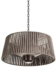 CREATE/HANGING HEATER/Halogen-Infrarot Heizstrahler Grau mit LED-Beleuchtung und Fernbedienung für Terrassen, Garten und Außenbereiche / 1800W Deckenheizstrahler, 3 Heizstufen 800-1000-1800W, IP24