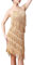 20er Jahre Kleid Frauen Damen Vintage Retro Flapper Great Gatsby Glitzer Pailletten Fransenkleid 1920er Hochzeit Party Charleston Kostüm Spaghettiträger Sexy Minikleid Kurz Latein Tanzkleid Gold S