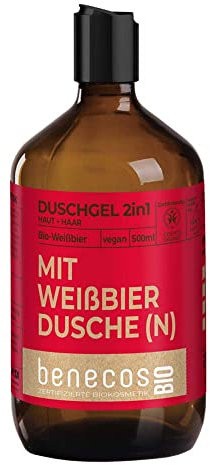 benecosBIO Duschgel 2in1 (Körper und Haare) BIO-Weißbier - MIT WEIßBIER DUSCHE(N)