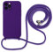 Hadwii Coque pour 14 Étui avec Cordon de Collier, Silicone Souple Doublure en Microfibre Douce Anti-Rayure Antichoc Protection Bumper Réglable Lanyard Housse pour iPhone 14, Violet
