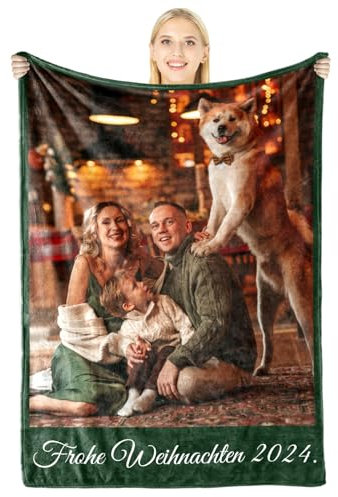 Giftove Personalisierte Decke mit Foto, 100% Flanell Kuscheldecke Personalisiert, Personalisierte Geschenke für Frauen Freundin Mama Papa Oma Opa, Fotogeschenke zum Geburtstag Jahrestag Hochzeitstag