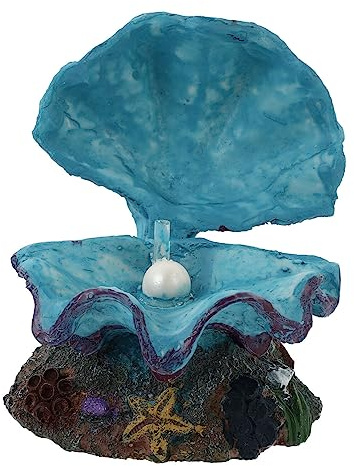 ULTECHNOVO Aquarium Air Stone Shell Ornament with Oxygenated Bubble Effect 3.54X2.76X2.95In Fish Tank Decor for Underwater Landscape and Aquatic Environment