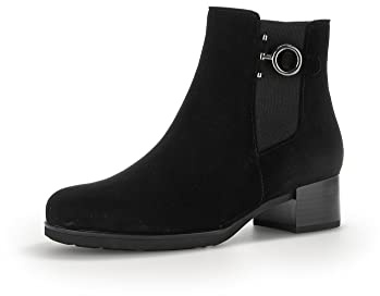 Gabor Damen Chelsea Boots, Frauen Stiefeletten,Wechselfußbett,Best Fitting,Schlupfstiefel,flach,Stiefel,Bootee,schwarz(Altsilber),38.5 EU / 5.5 UK