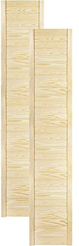 DecoMeister Lamellentüren Holz 2er Pack 394x1995 mm | Holztür aus massiver Kiefer mit fühlbarer Struktur | Möbelfronten für individuelle Renovierung | Lamellentür für Schrank oder Garderobe | Natur